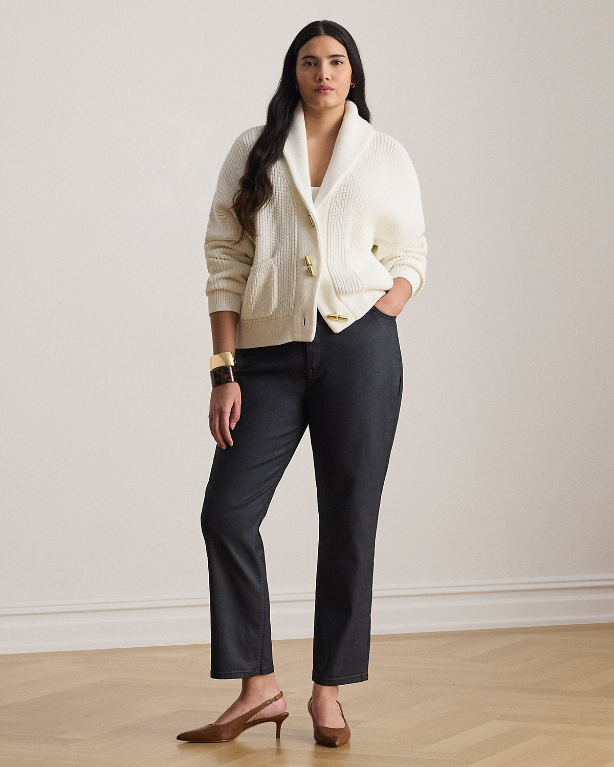 Ralph Lauren Coated HighRise Straight Ankle Jean