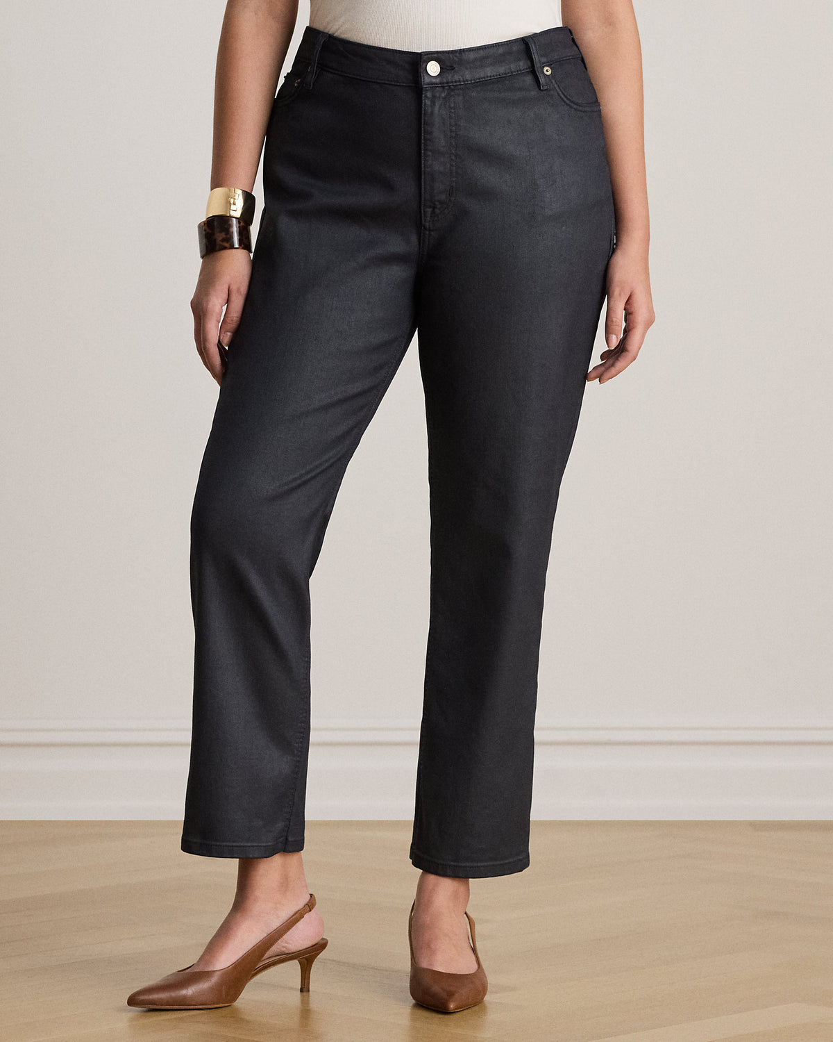 Ralph Lauren Coated HighRise Straight Ankle Jean