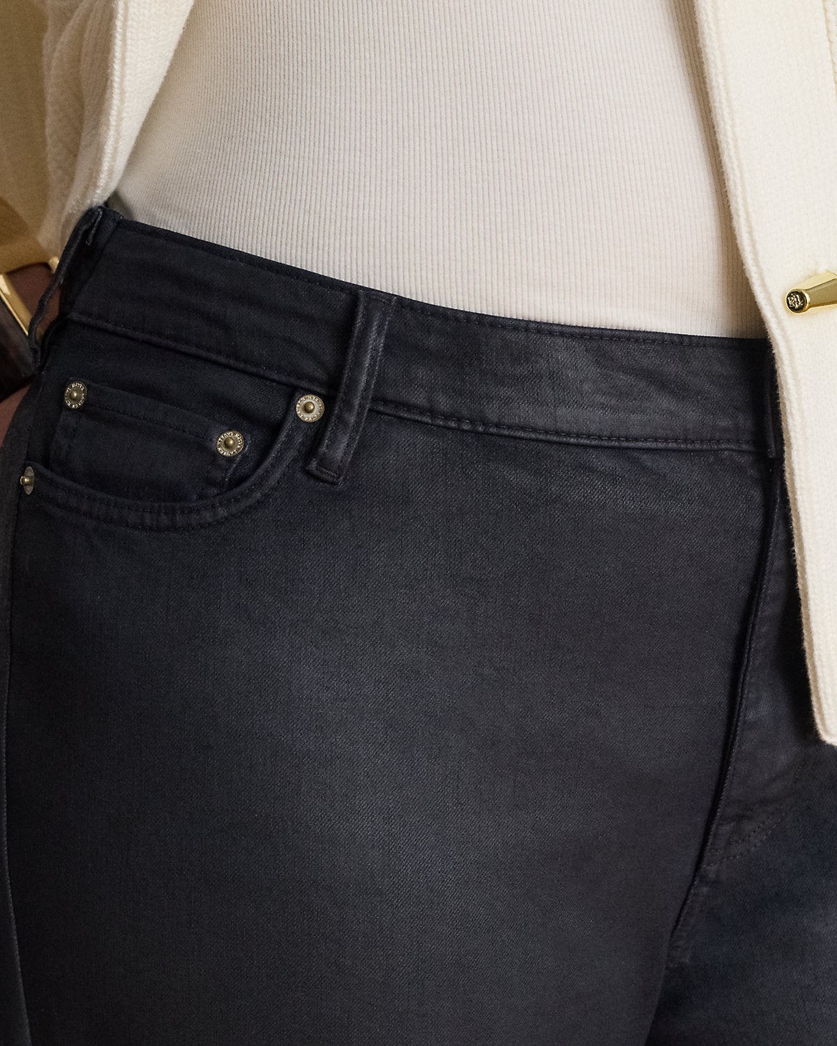 Ralph Lauren Coated HighRise Straight Ankle Jean