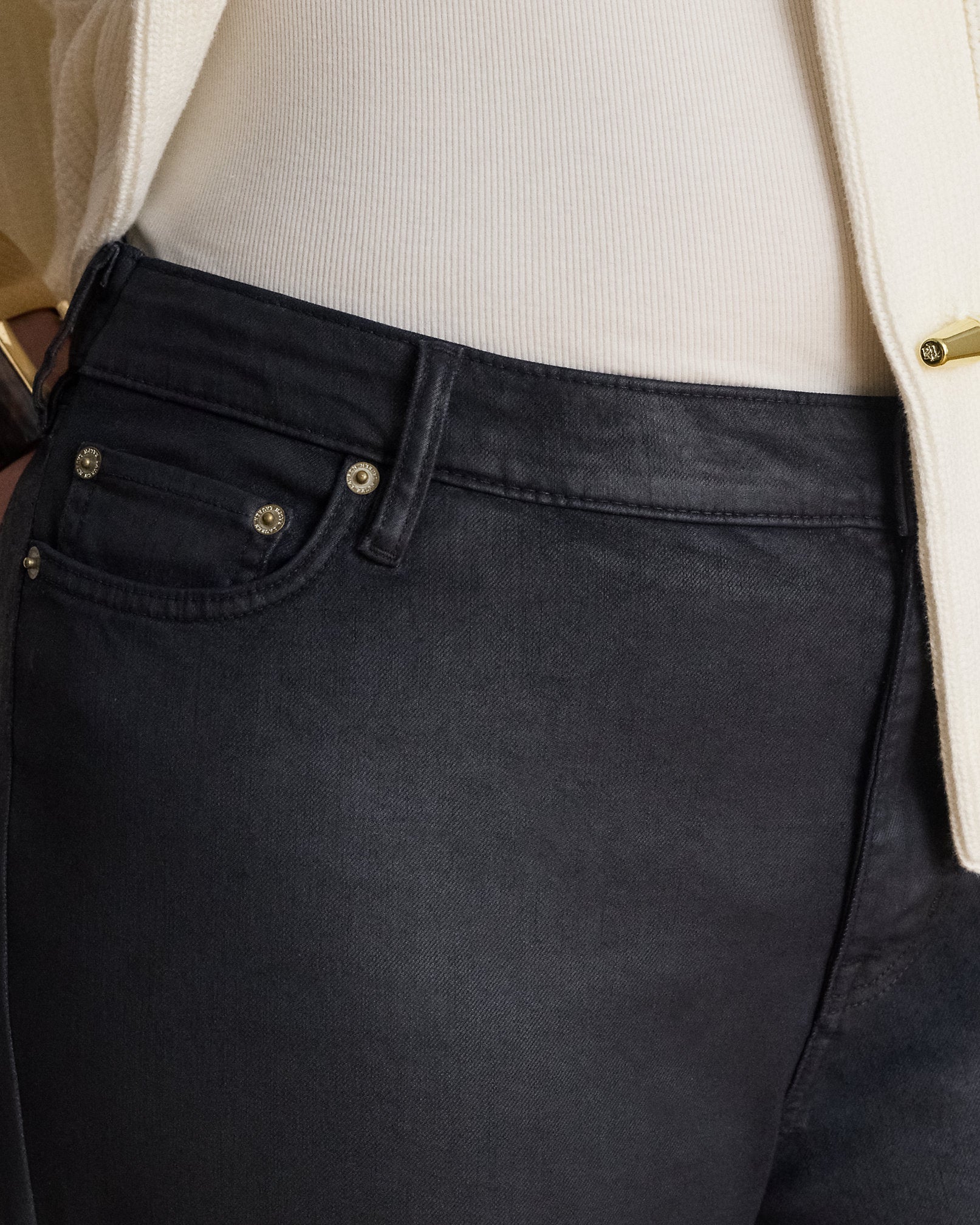 Ralph Lauren Coated HighRise Straight Ankle Jean