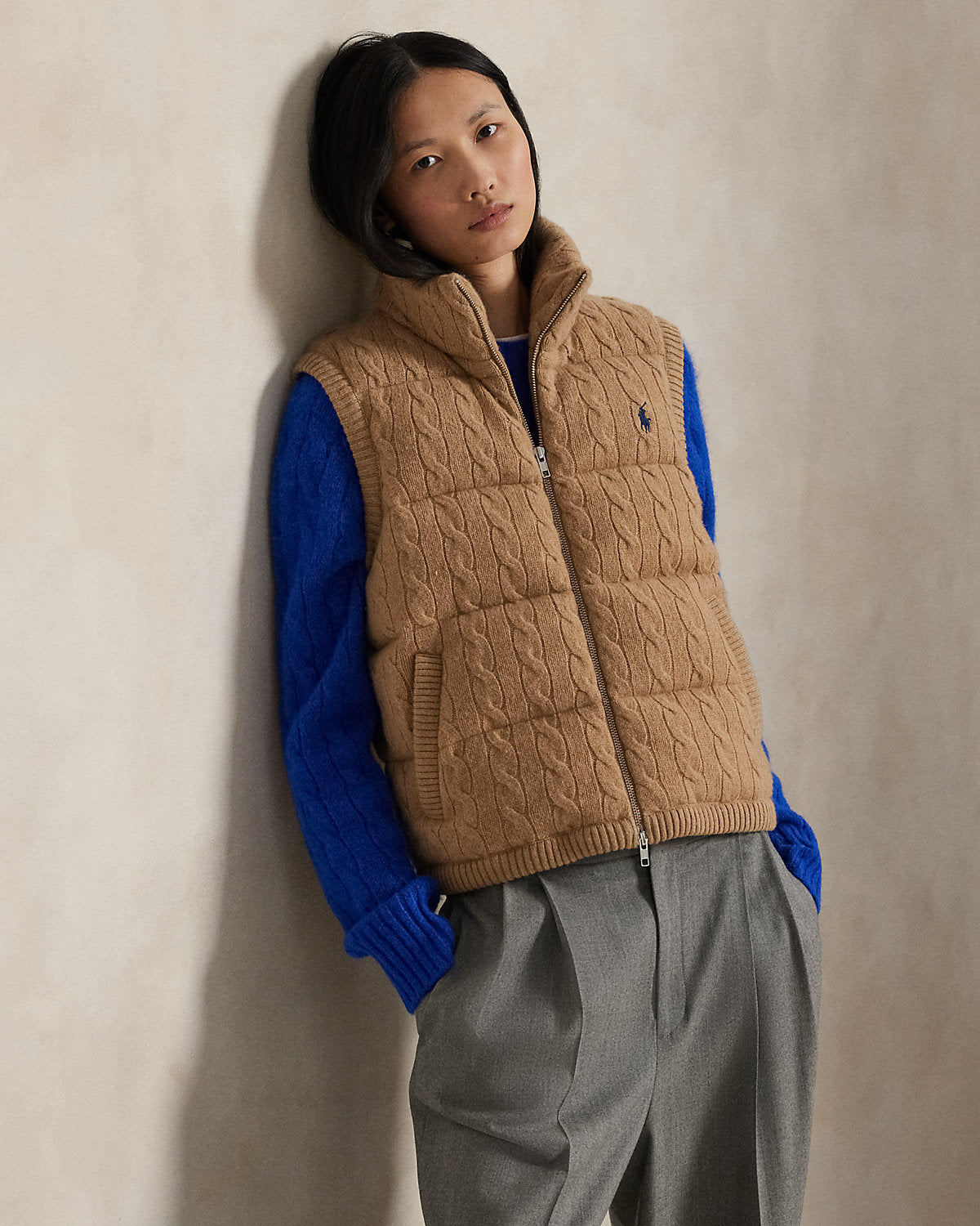 Ralph Lauren CableKnit WoolCashmere Puffer Vest