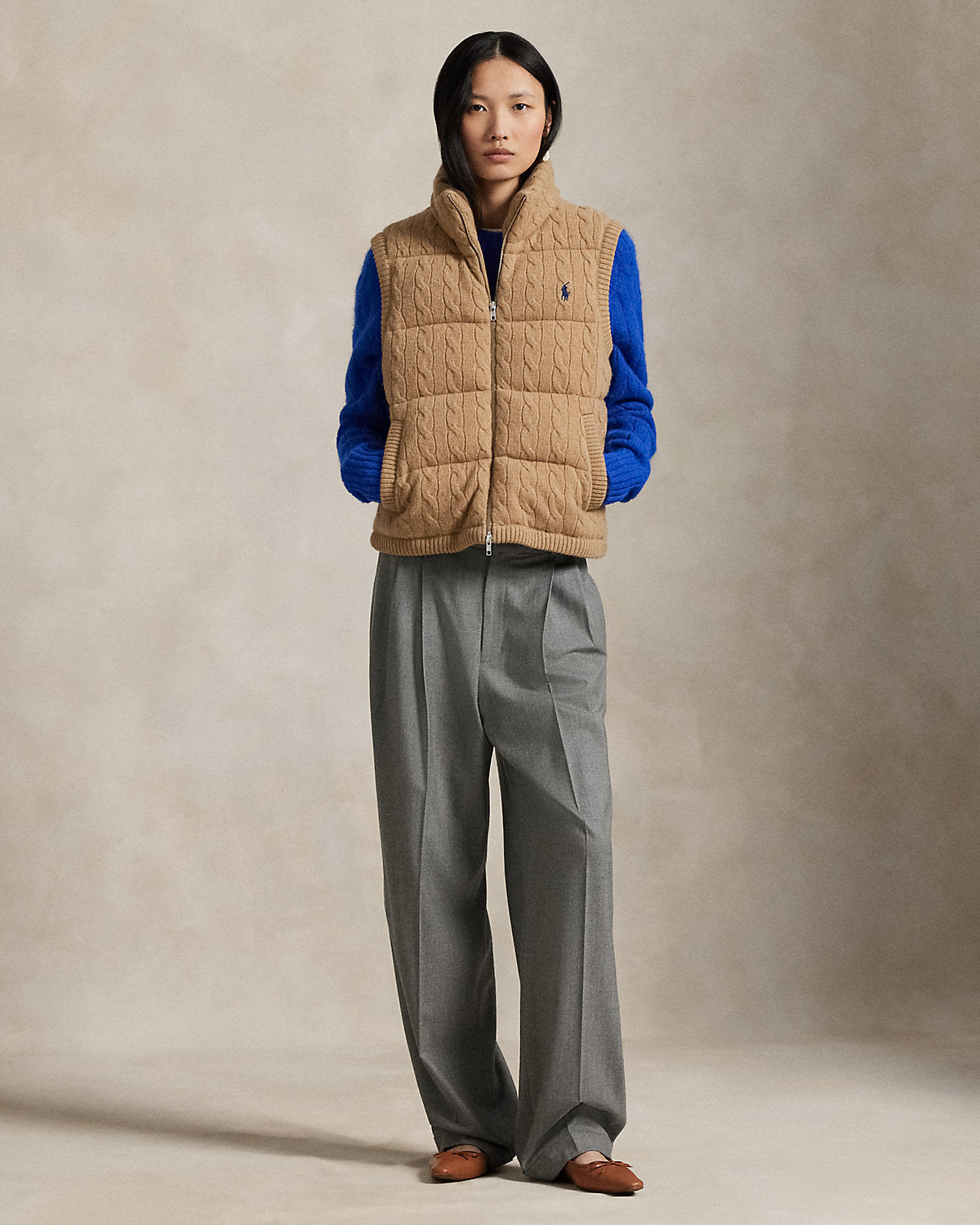 Ralph Lauren CableKnit WoolCashmere Puffer Vest