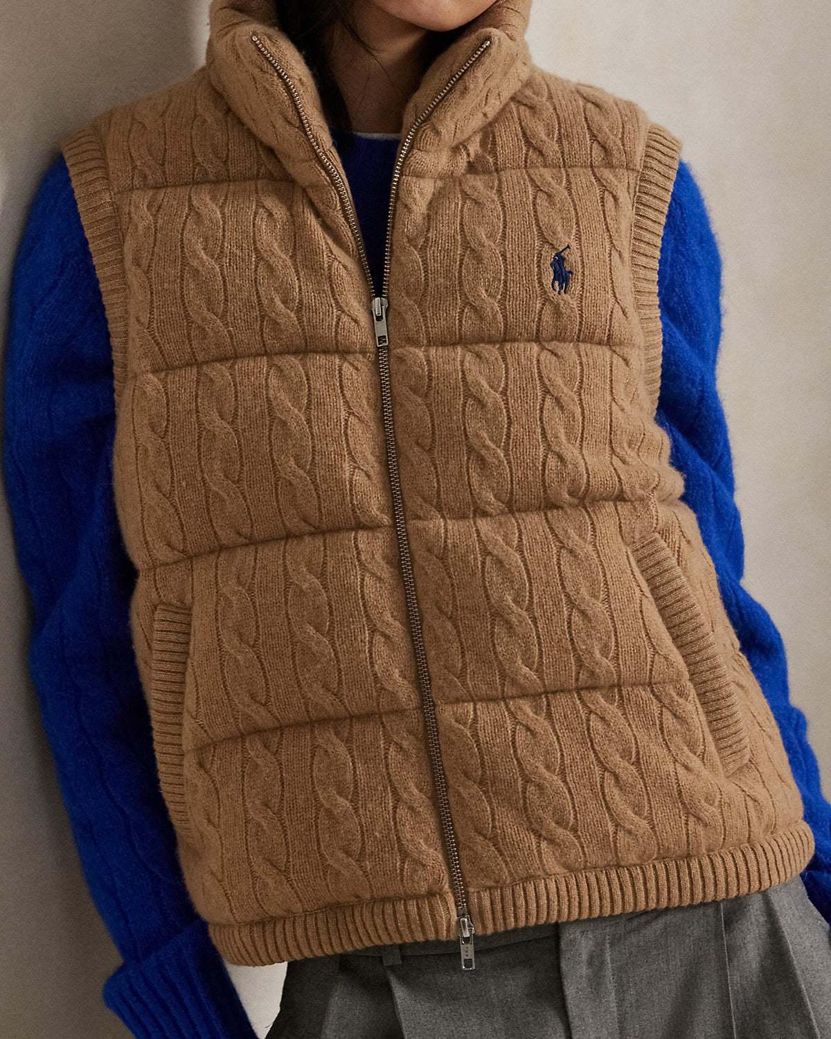 Ralph Lauren CableKnit WoolCashmere Puffer Vest