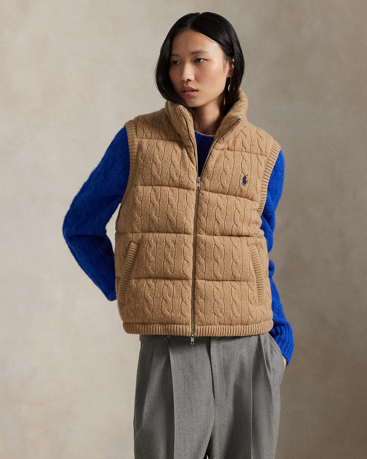 Ralph Lauren CableKnit WoolCashmere Puffer Vest