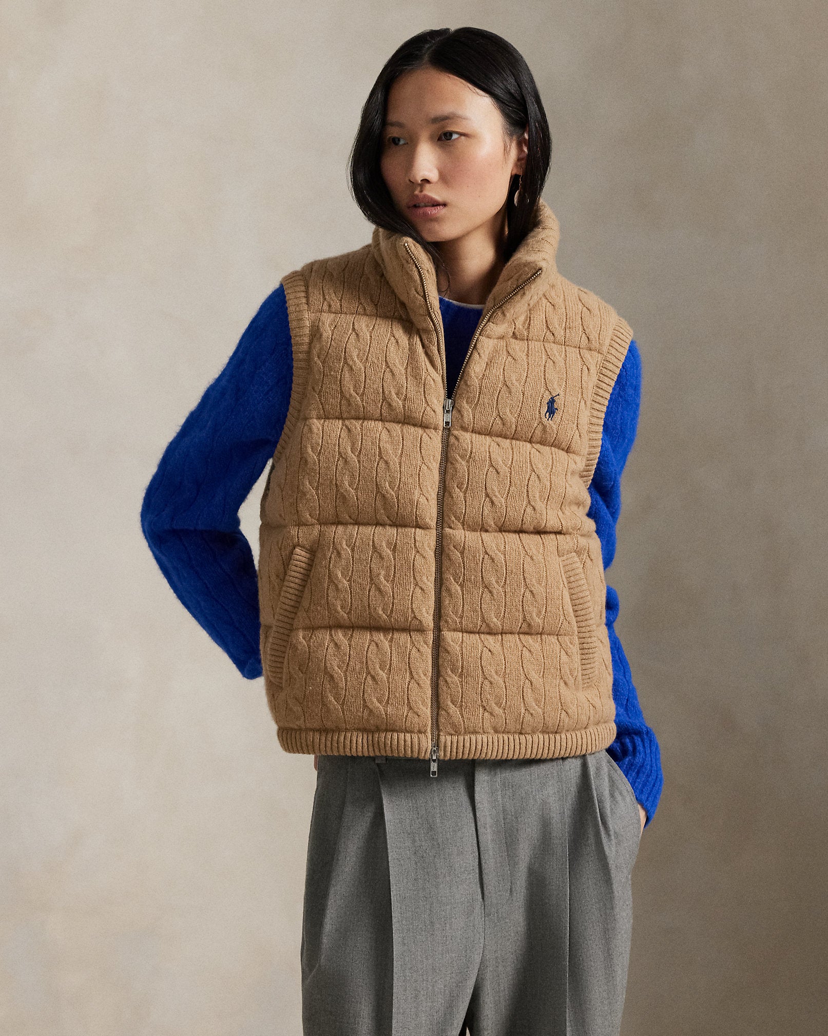 Ralph Lauren CableKnit WoolCashmere Puffer Vest