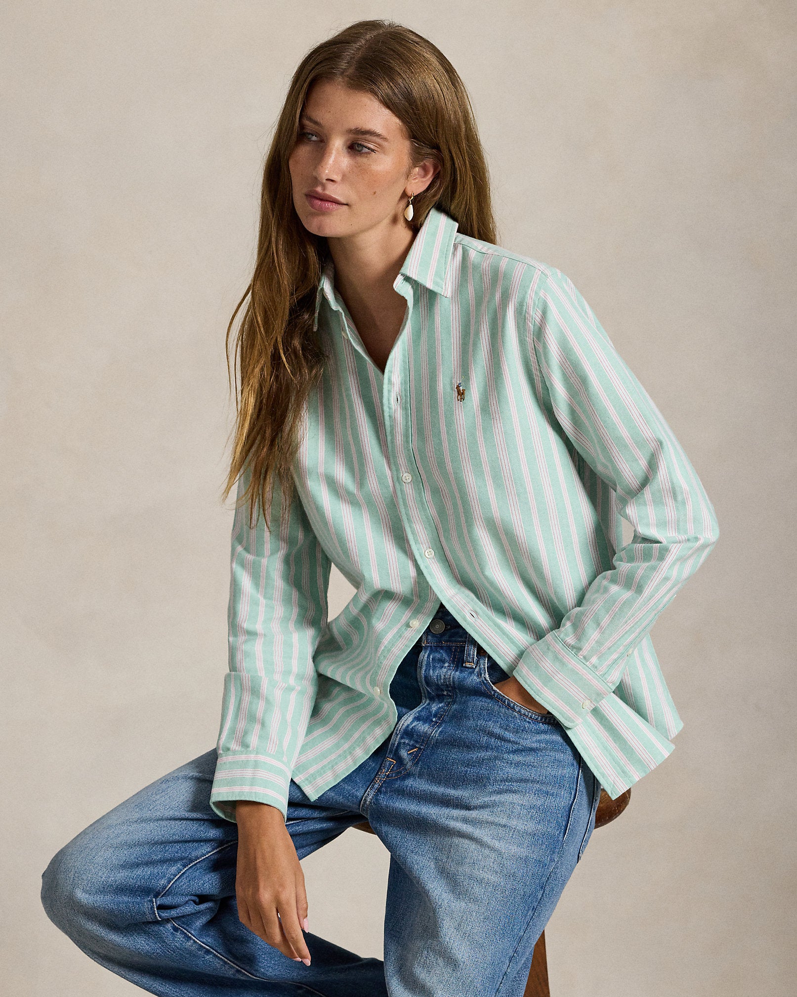 Ralph Lauren Classic Fit Striped Cotton Oxford Shirt