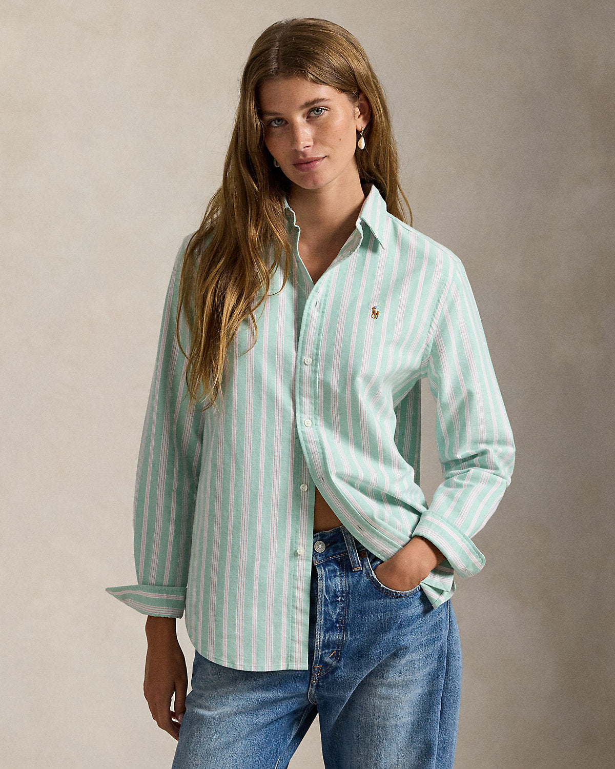 Ralph Lauren Classic Fit Striped Cotton Oxford Shirt
