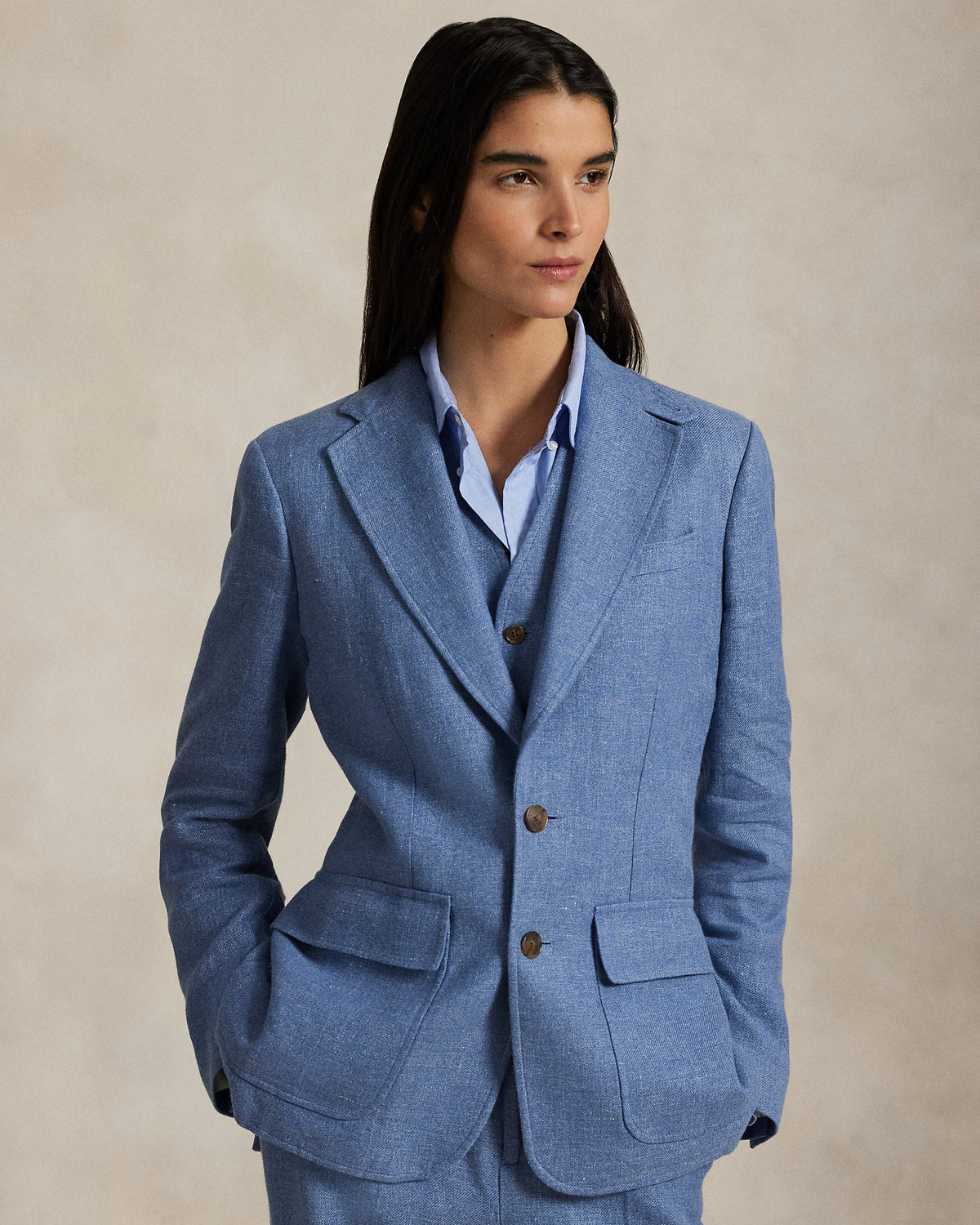 Ralph Lauren SingleBreasted LinenCotton Blazer