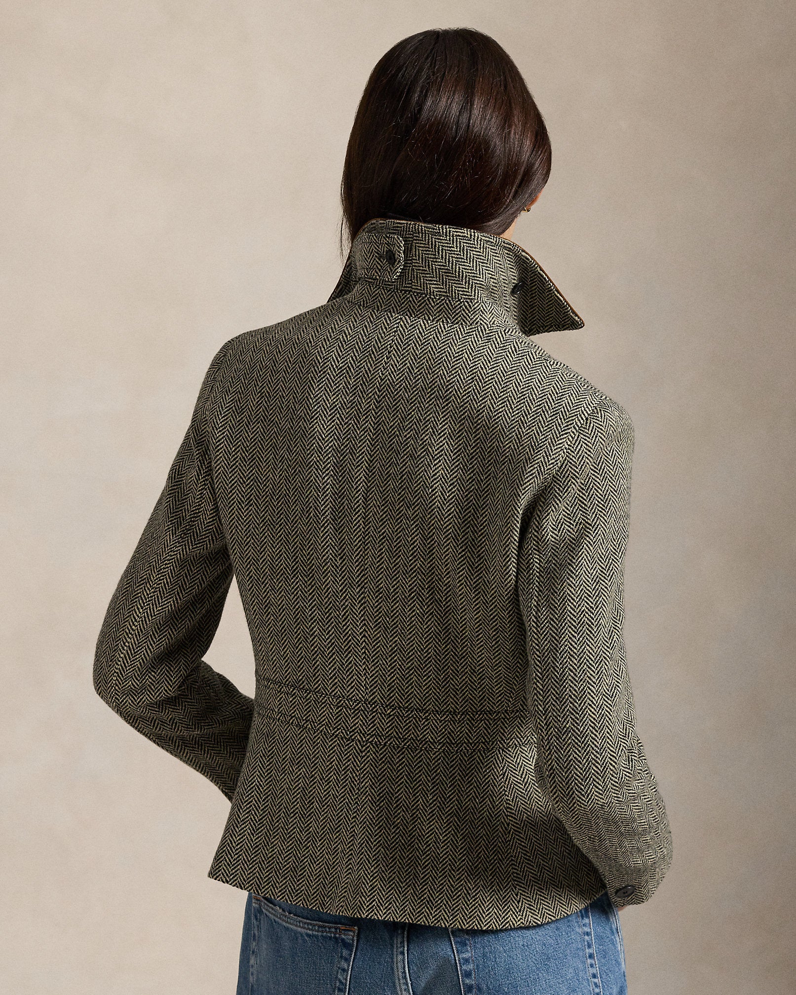 Ralph Lauren SuedeTrim Herringbone Jacket