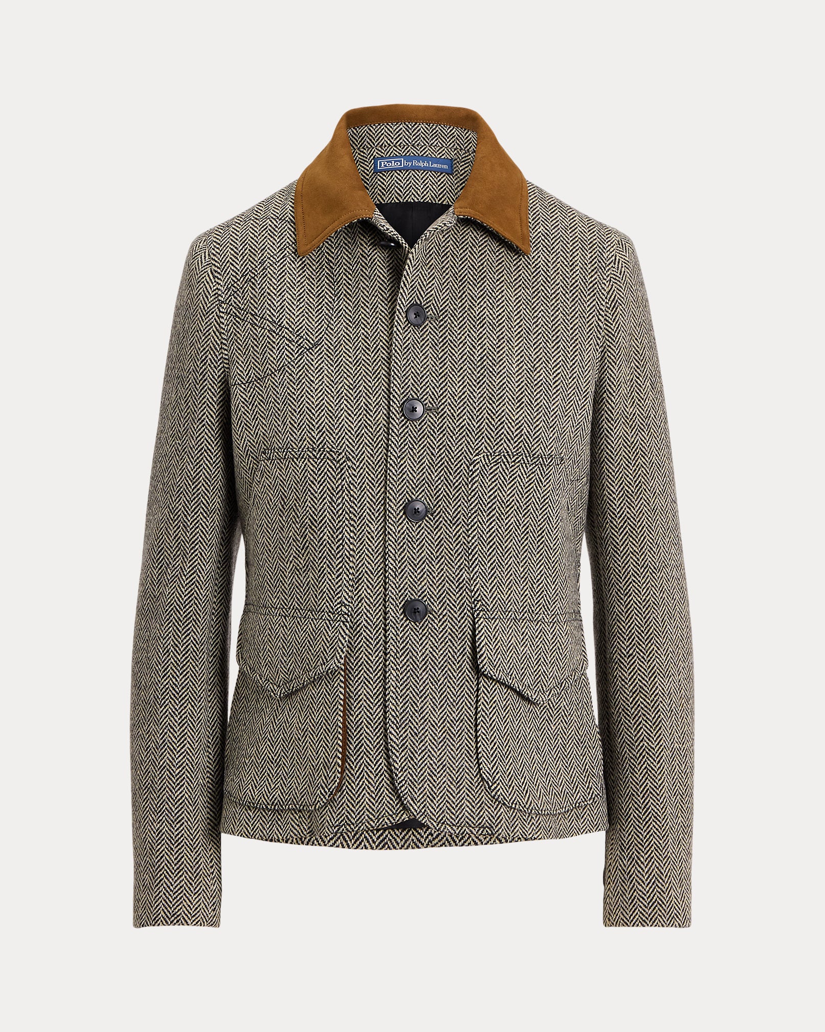 Ralph Lauren SuedeTrim Herringbone Jacket