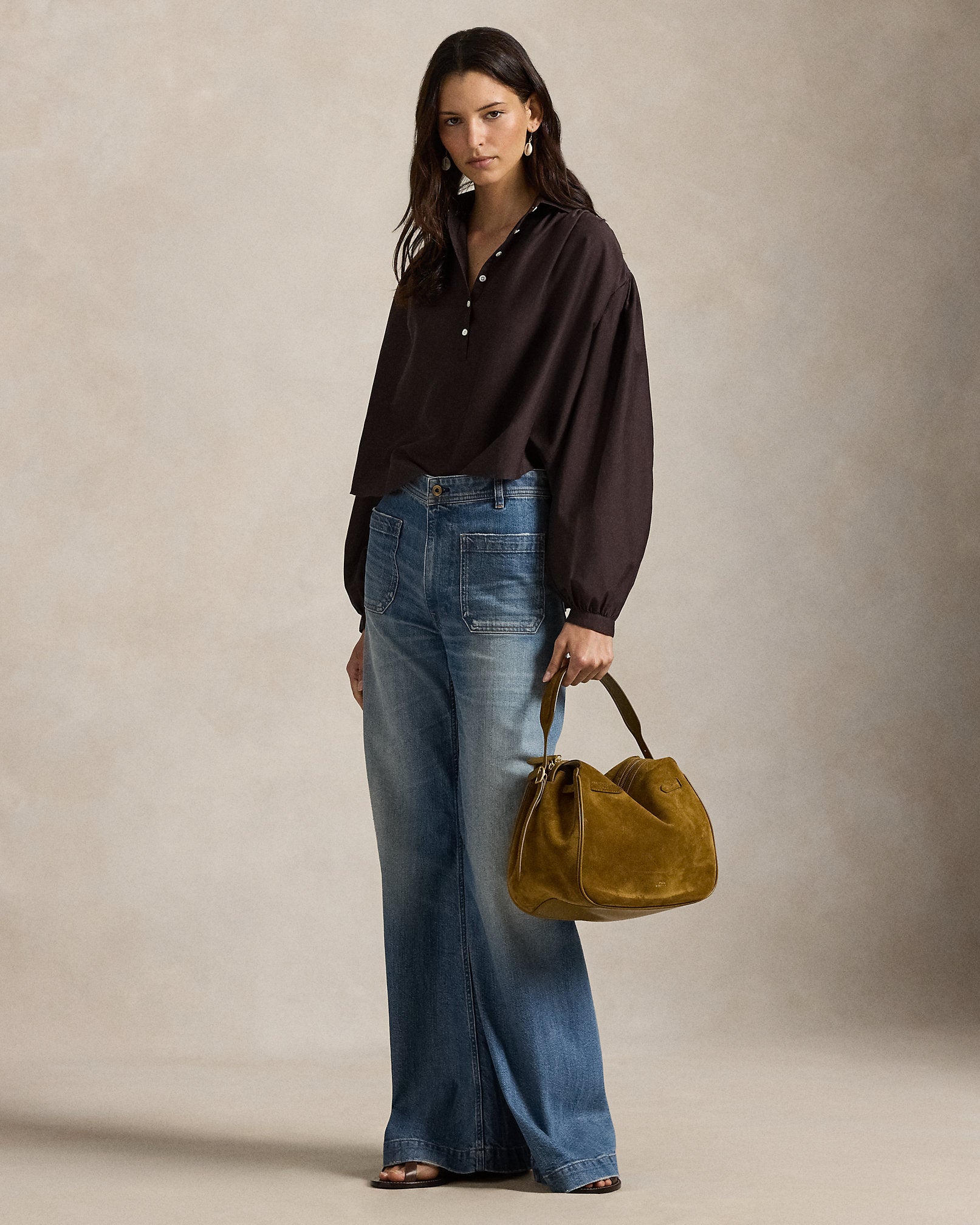 Ralph Lauren Pleated CottonSilk Blouse