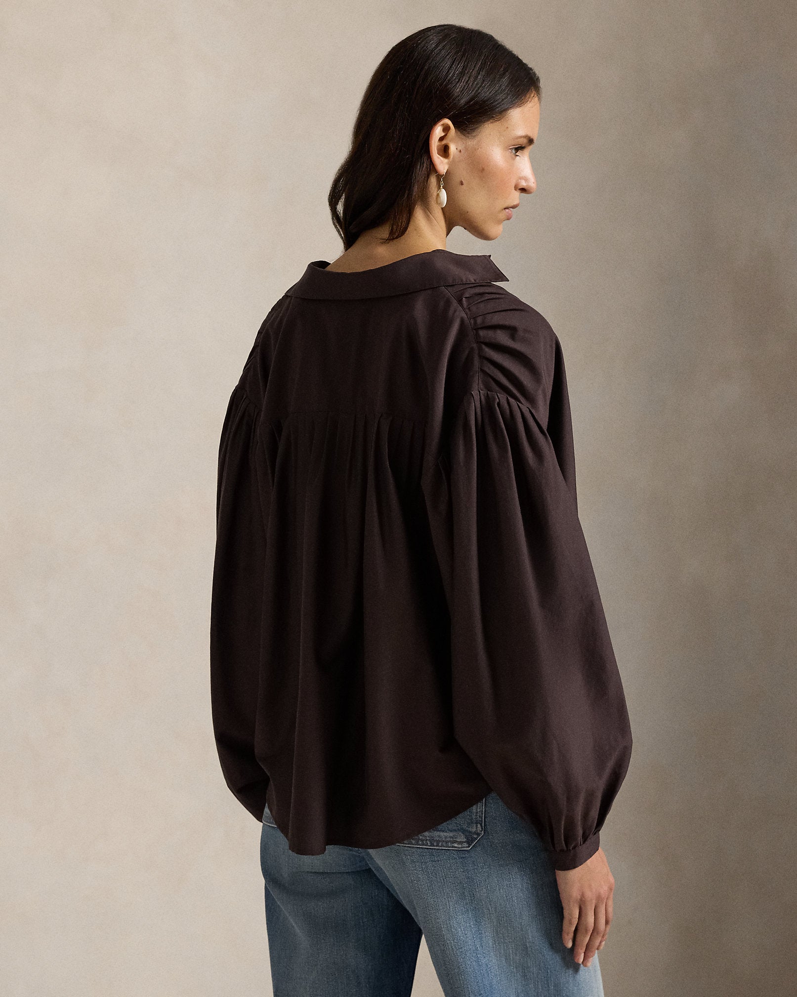 Ralph Lauren Pleated CottonSilk Blouse