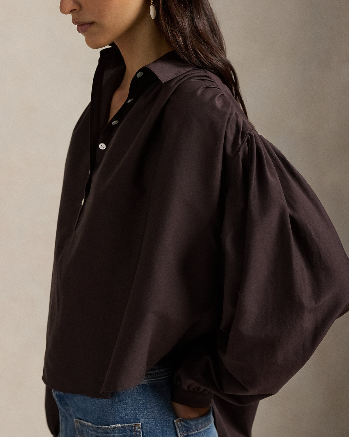 Ralph Lauren Pleated CottonSilk Blouse