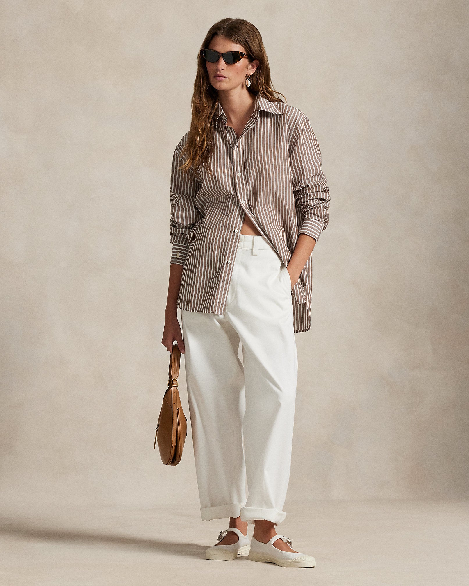 Ralph Lauren Oversize Fit Striped CottonLinen Shirt