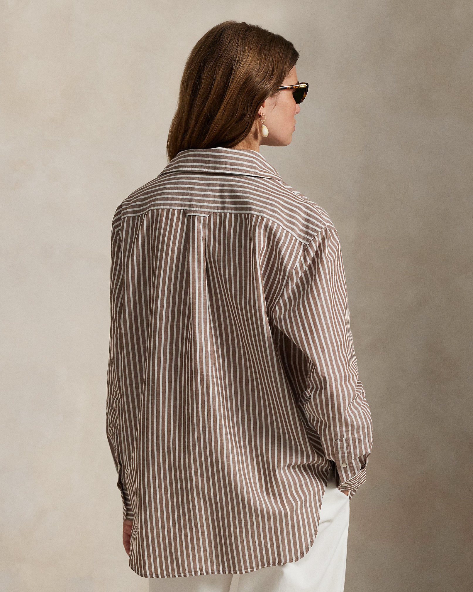 Ralph Lauren Oversize Fit Striped CottonLinen Shirt