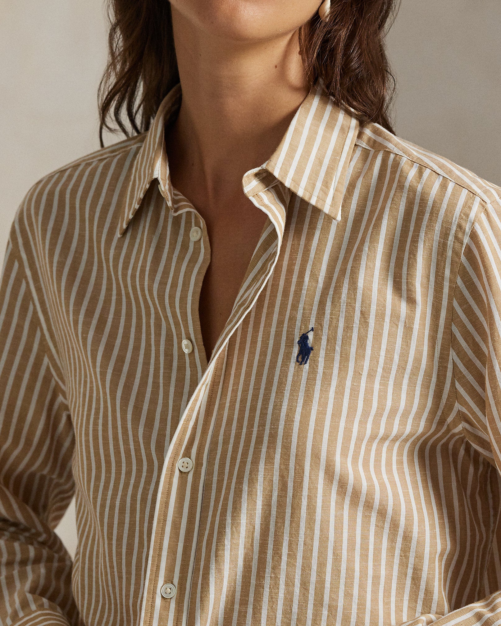 Ralph Lauren Classic Fit Striped CottonLinen Shirt