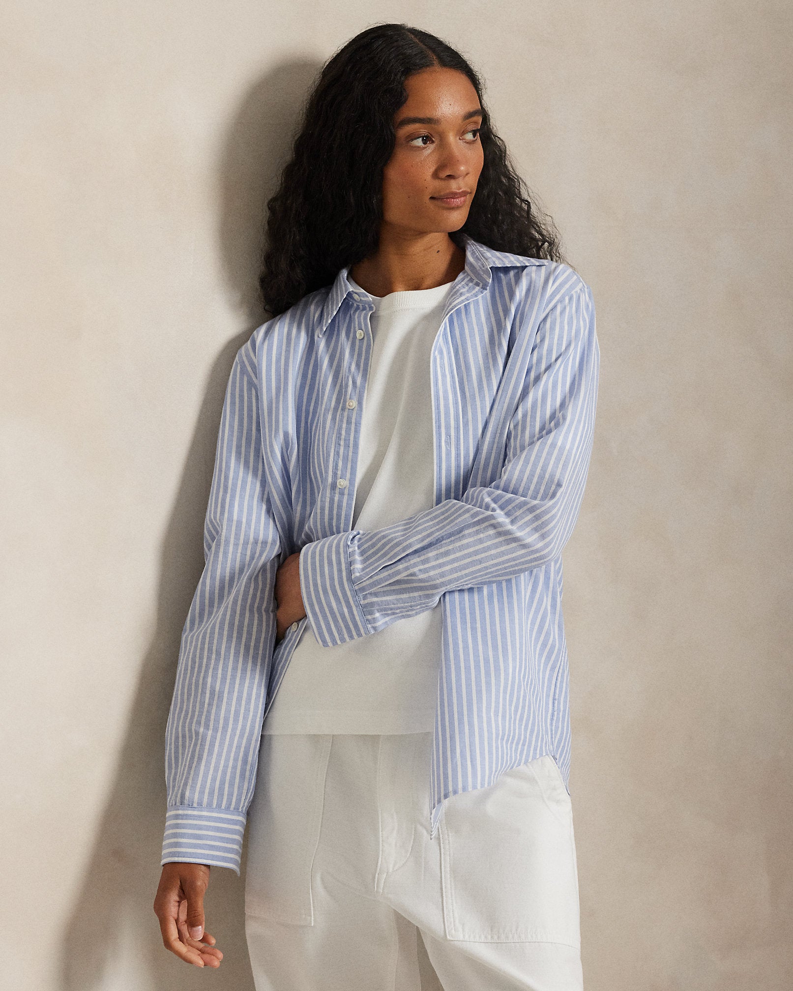 Ralph Lauren Classic Fit Striped CottonLinen Shirt