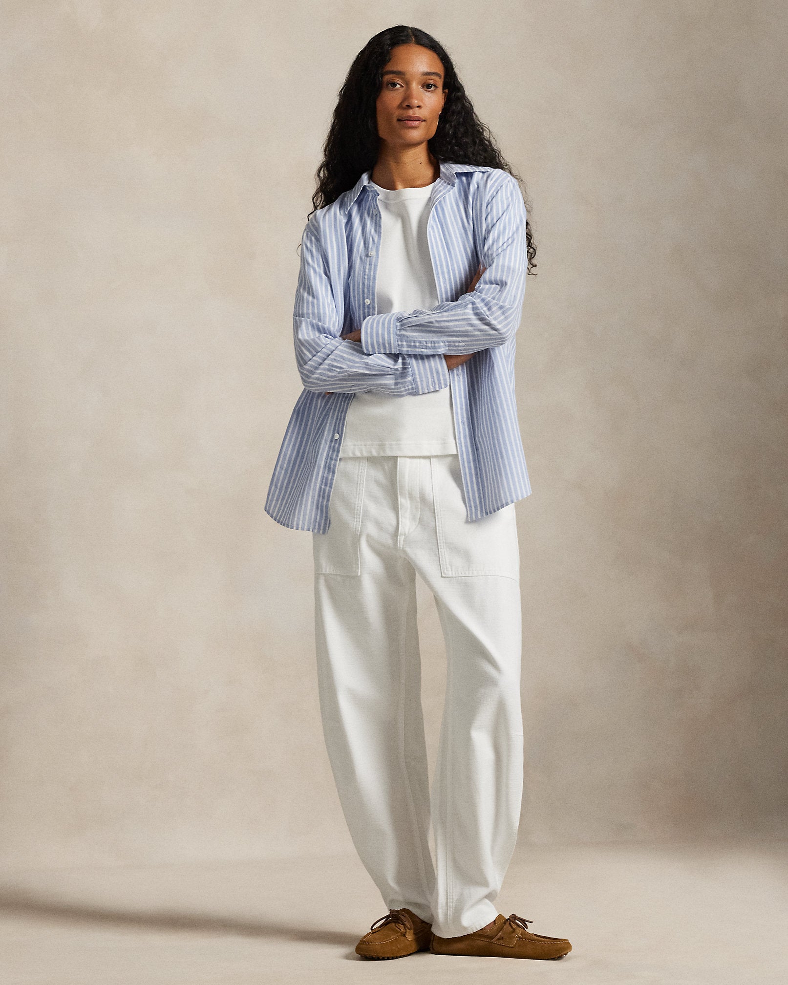 Ralph Lauren Classic Fit Striped CottonLinen Shirt