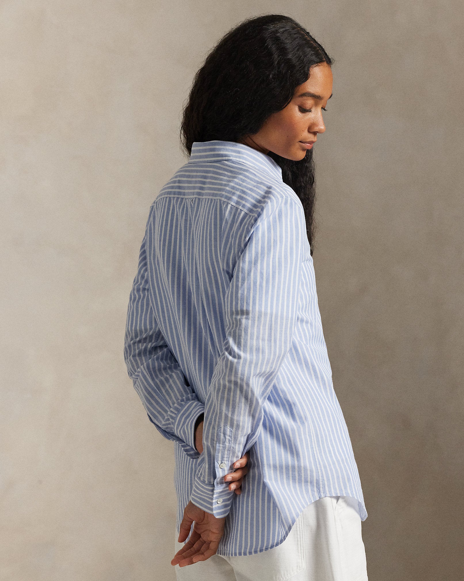 Ralph Lauren Classic Fit Striped CottonLinen Shirt