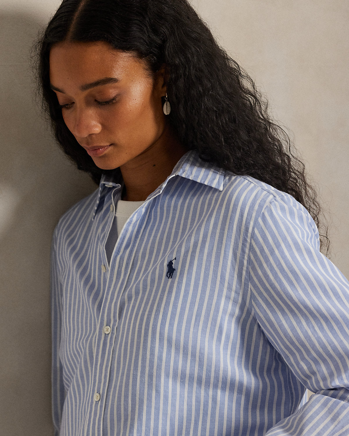 Ralph Lauren Classic Fit Striped CottonLinen Shirt