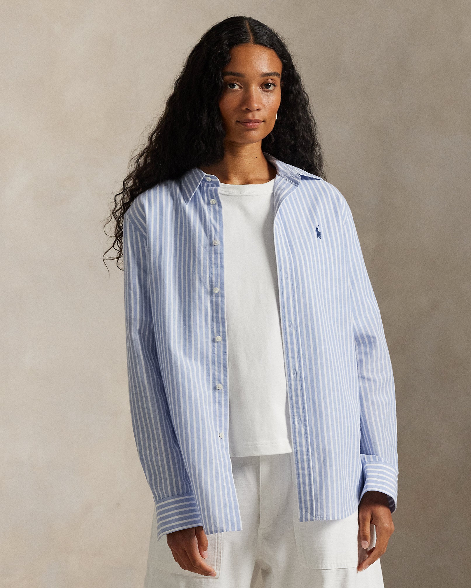 Ralph Lauren Classic Fit Striped CottonLinen Shirt