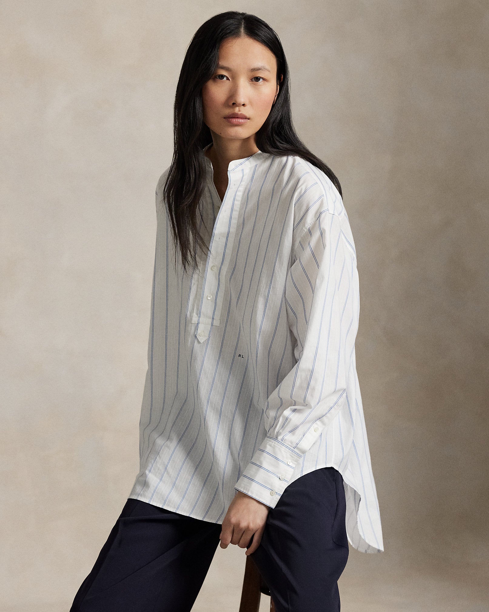 Ralph Lauren Striped Cotton Dobby Top