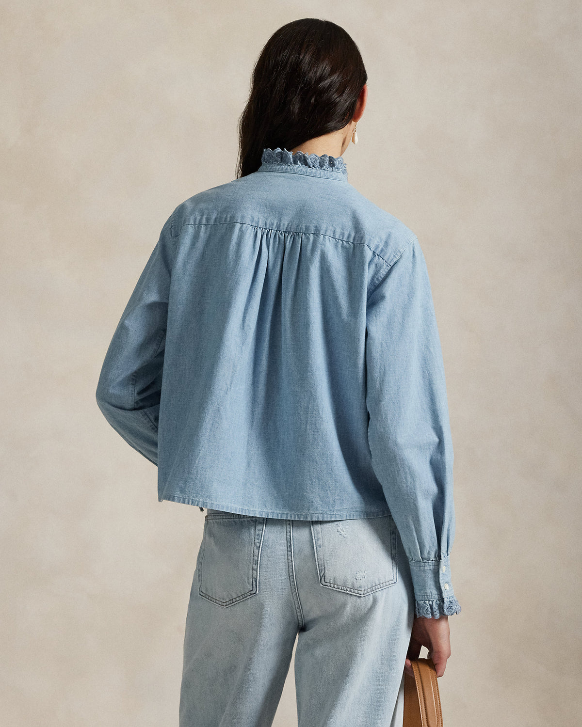 Ralph Lauren RuffleTrim Chambray Top