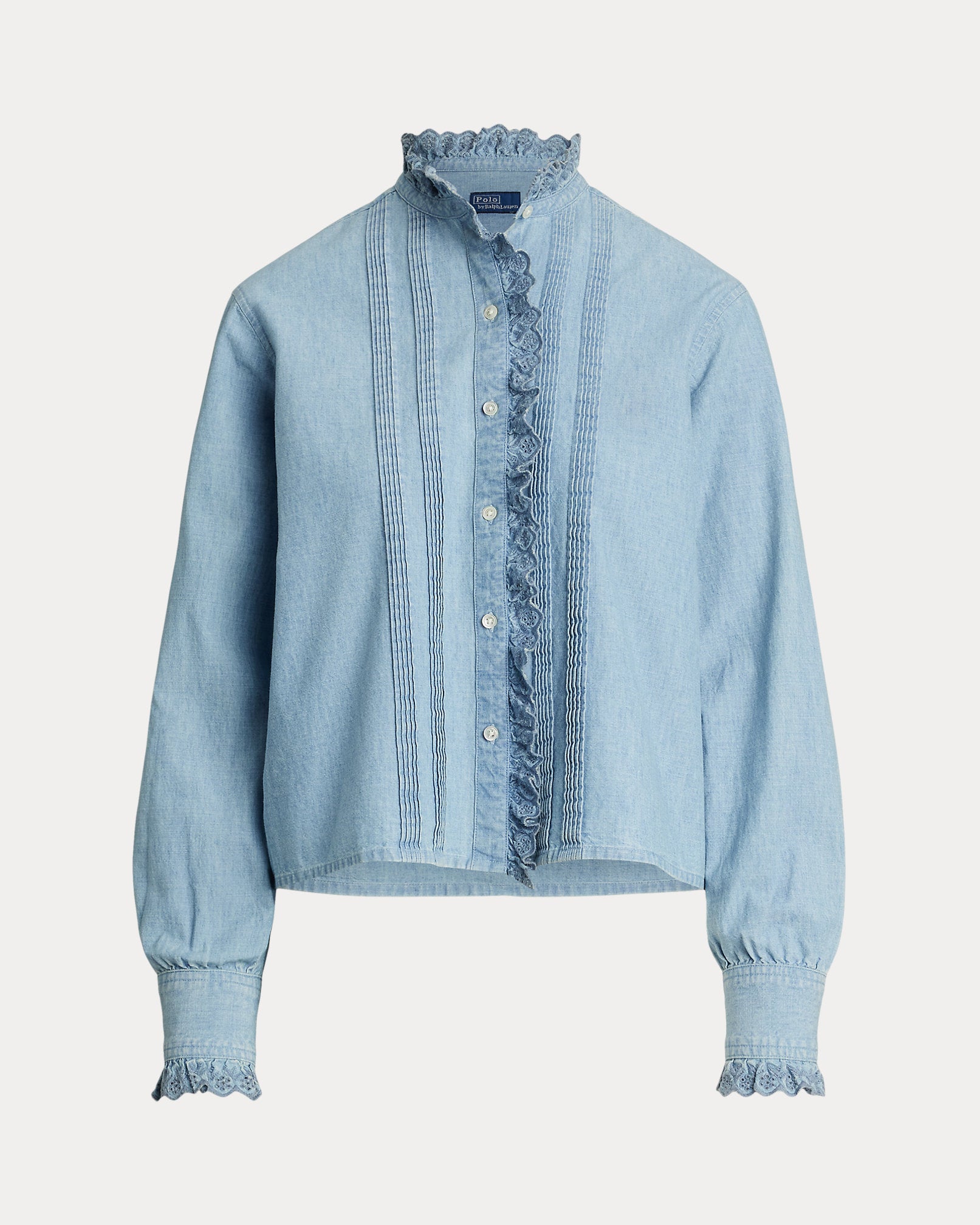 Ralph Lauren RuffleTrim Chambray Top