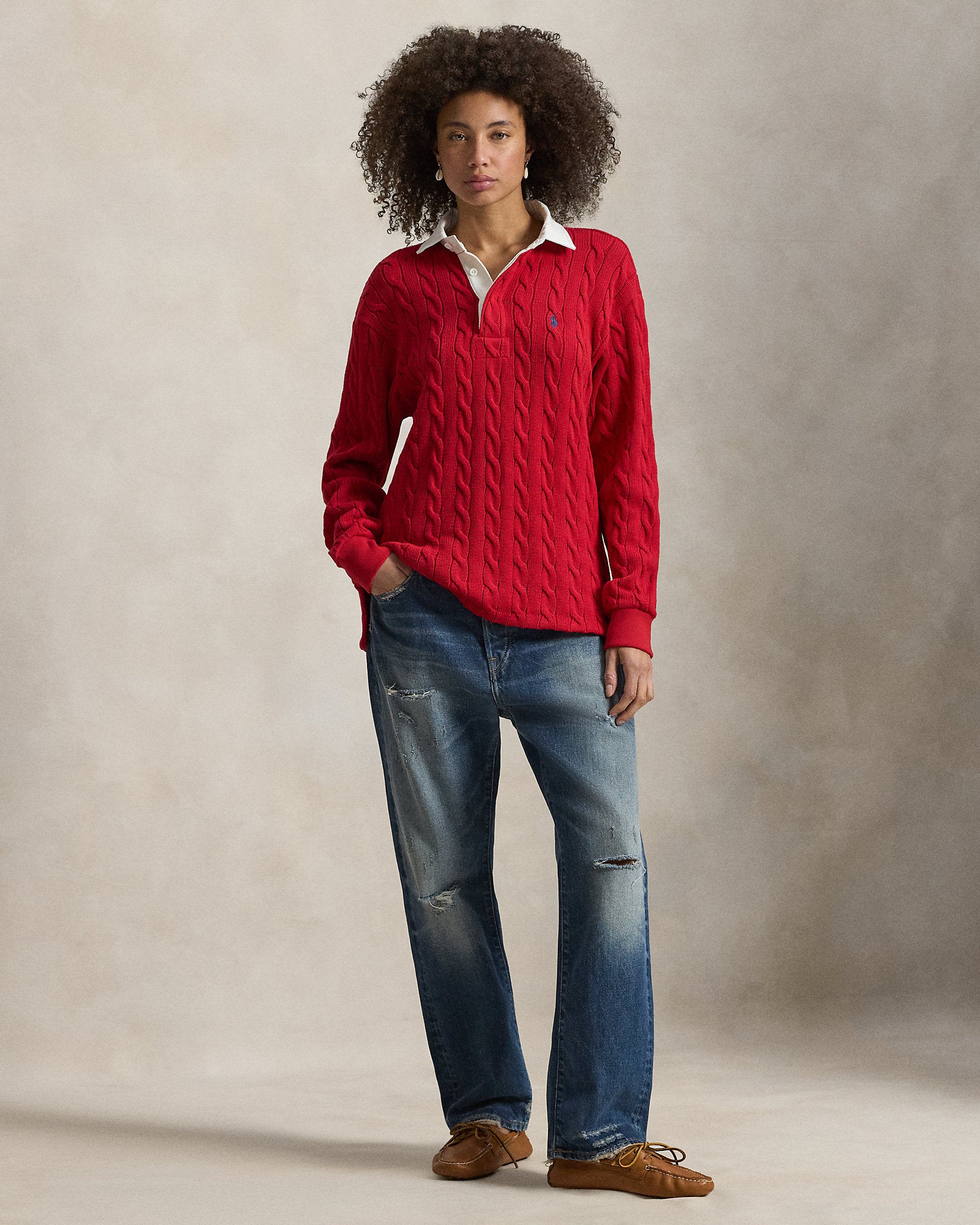 Ralph Lauren CableKnit Cotton Rugby Shirt