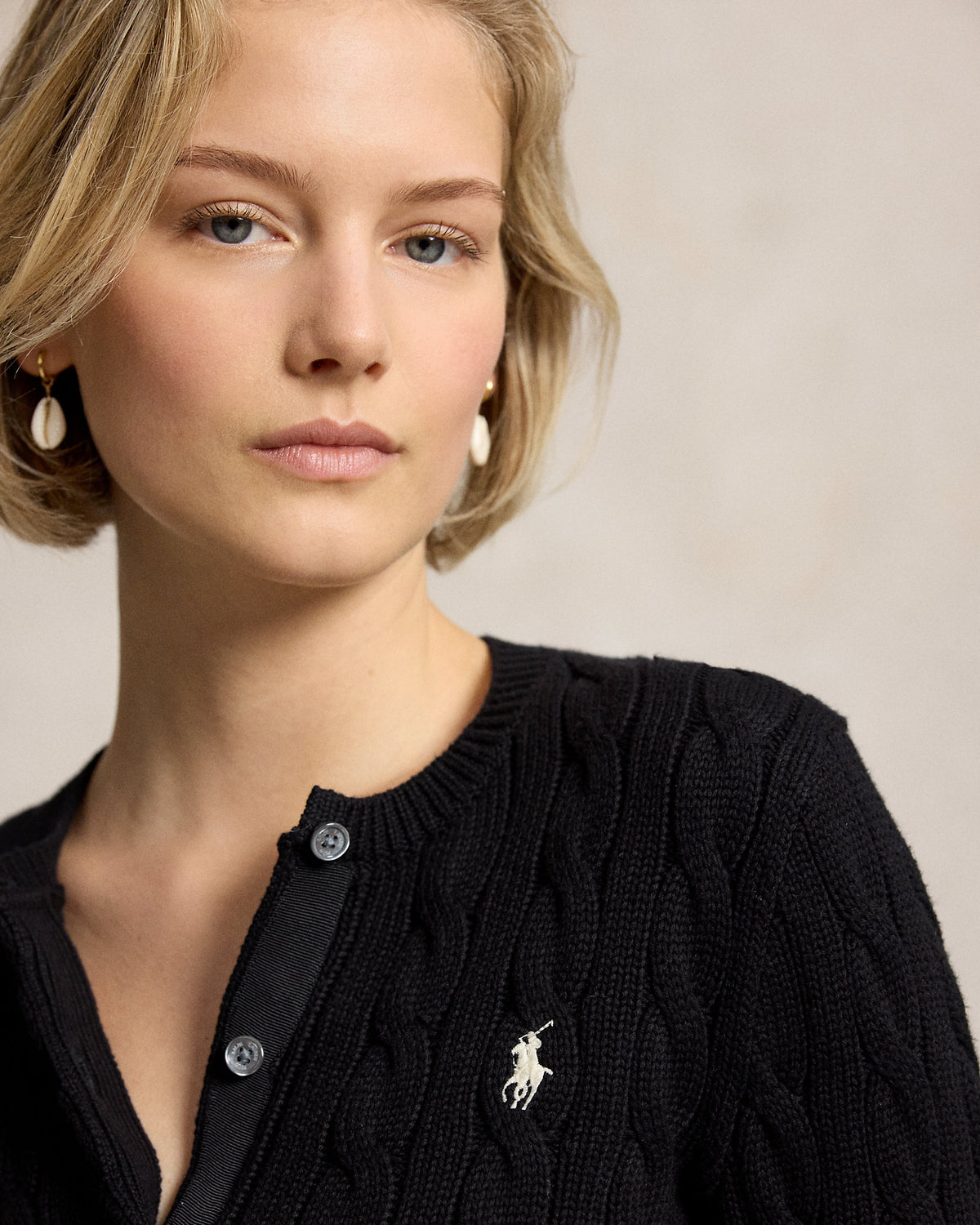 Ralph Lauren CableKnit Cotton Crewneck Cardigan