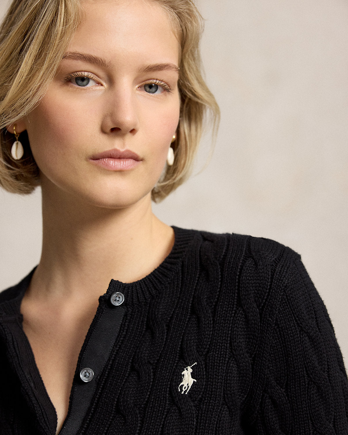 Ralph Lauren CableKnit Cotton Crewneck Cardigan