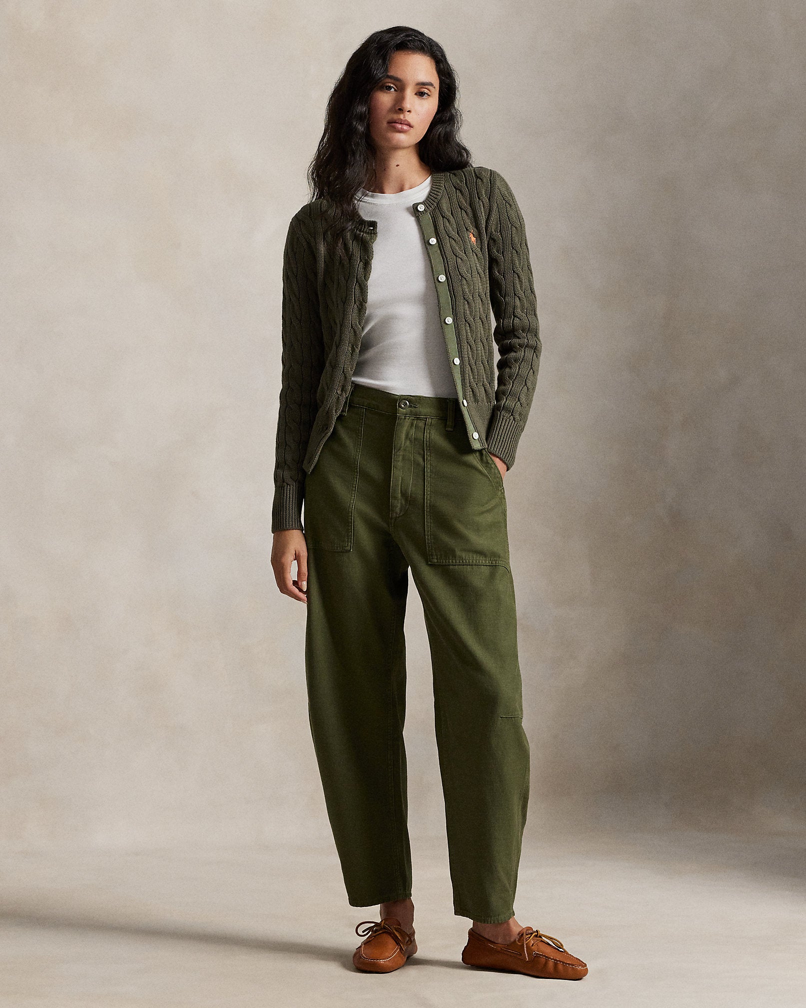 Ralph Lauren CableKnit Cotton Crewneck Cardigan