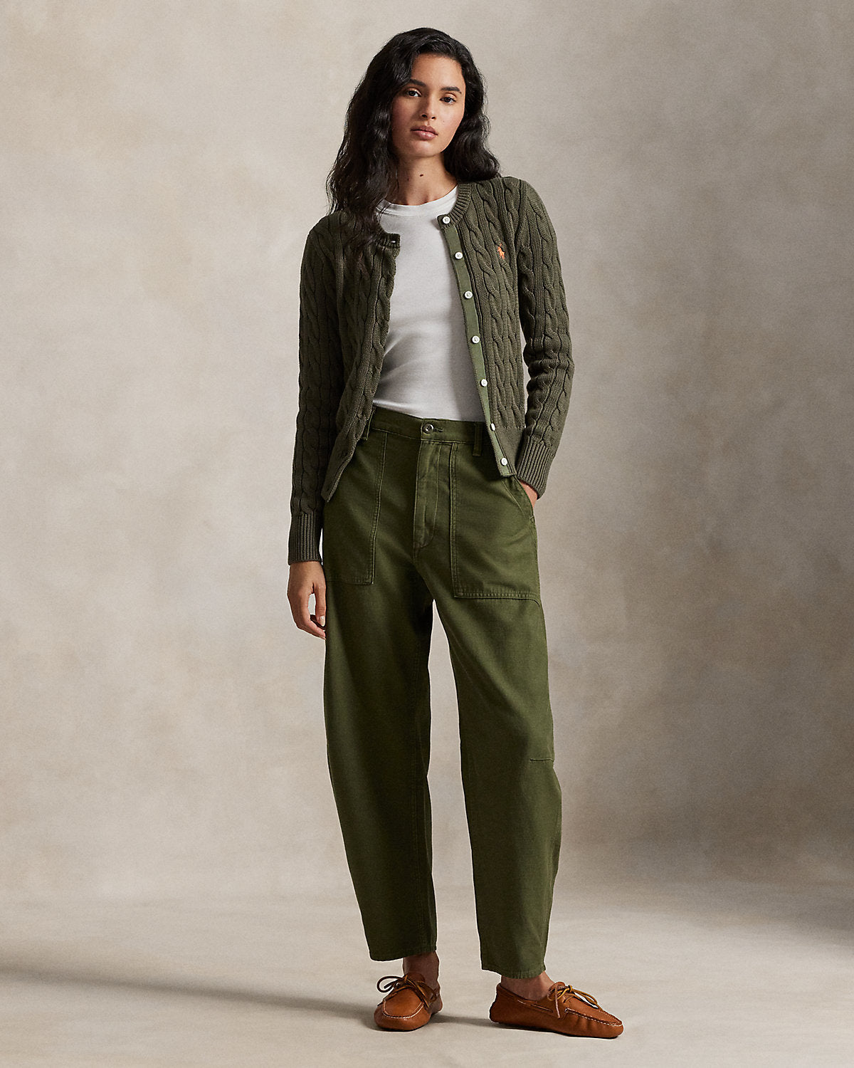 Ralph Lauren CableKnit Cotton Crewneck Cardigan