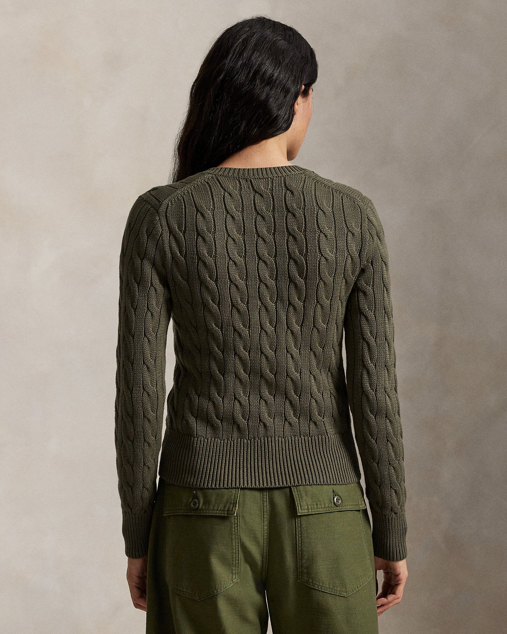Ralph Lauren CableKnit Cotton Crewneck Cardigan