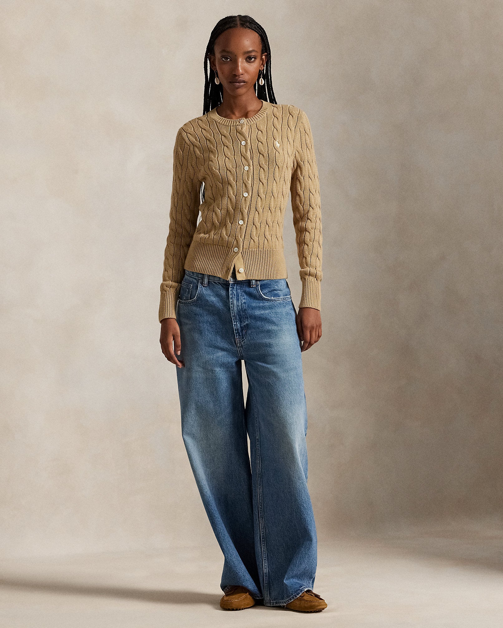 Ralph Lauren CableKnit Cotton Crewneck Cardigan