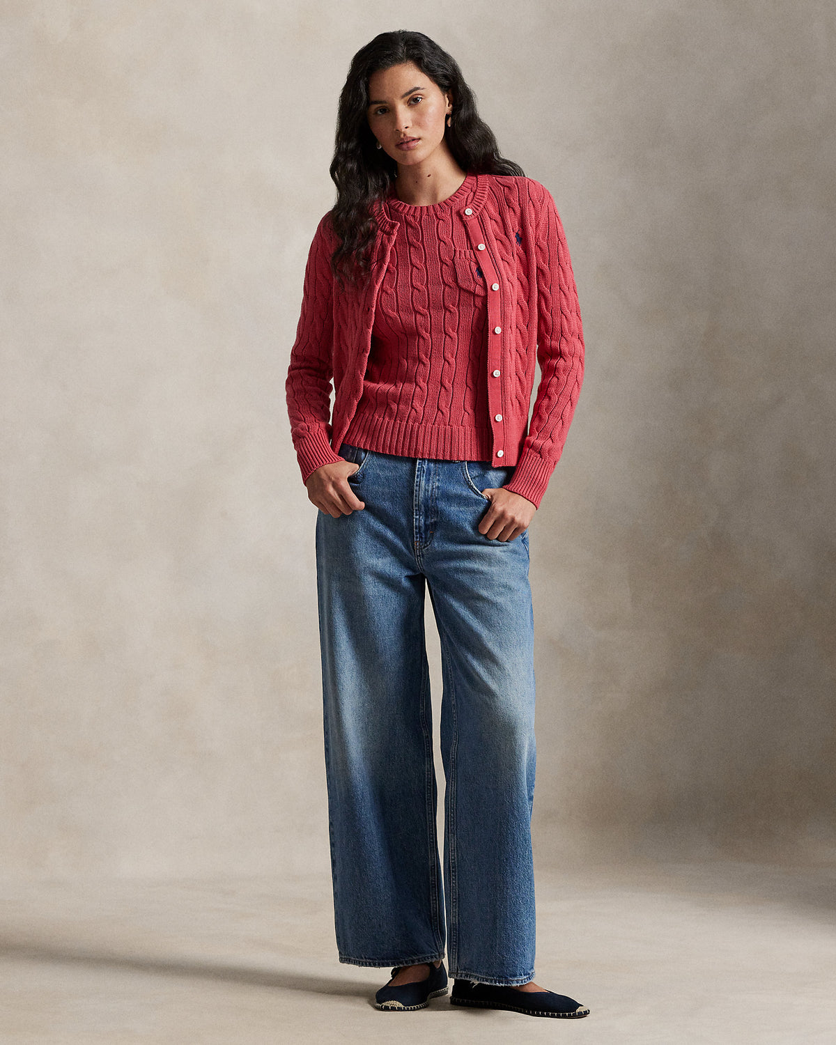 Ralph Lauren CableKnit Cotton Crewneck Cardigan