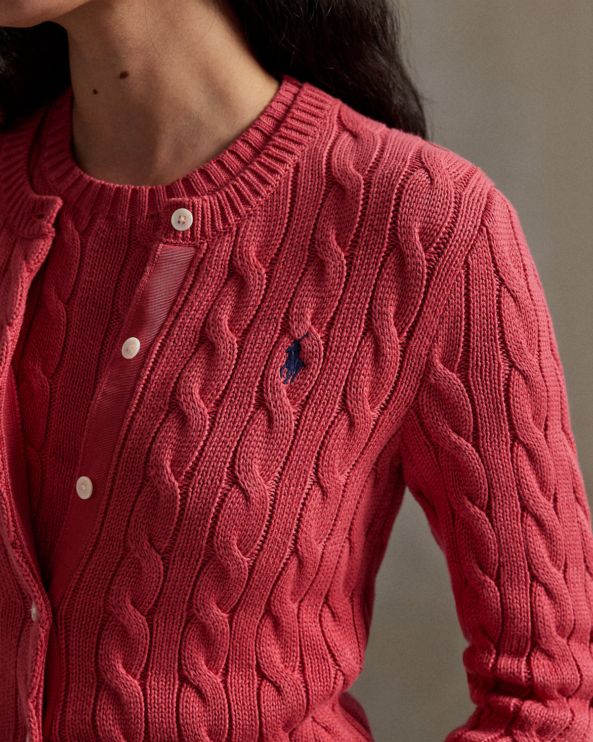 Ralph Lauren CableKnit Cotton Crewneck Cardigan
