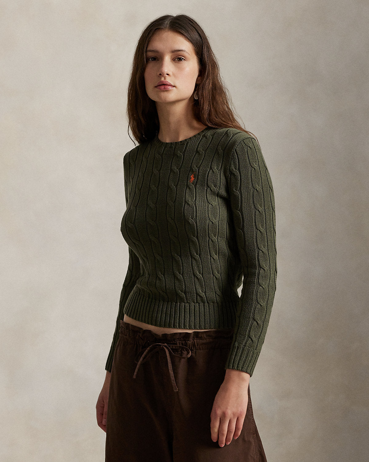 Ralph Lauren CableKnit Cotton Crewneck Sweater