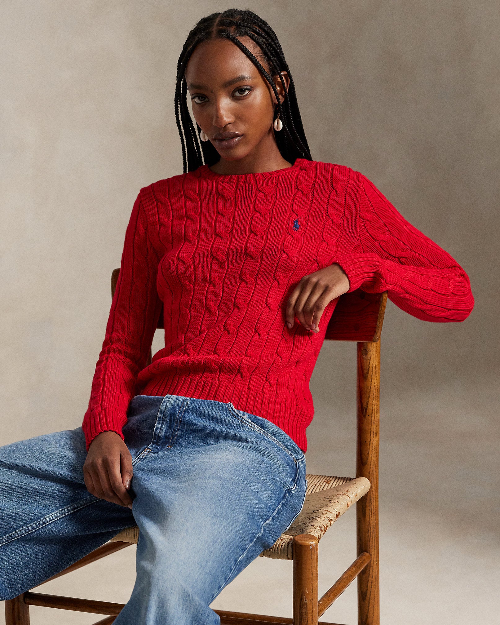 Ralph Lauren CableKnit Cotton Crewneck Sweater