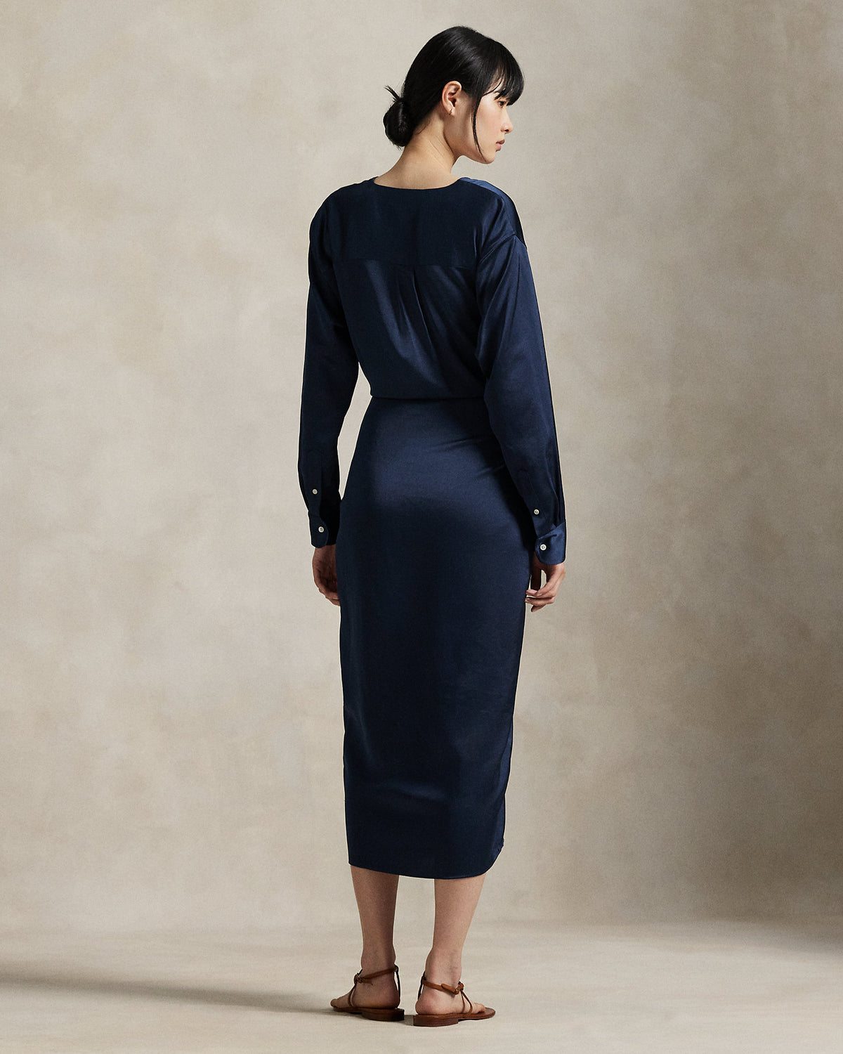 Ralph Lauren Satin TieFront Wrap Shirtdress