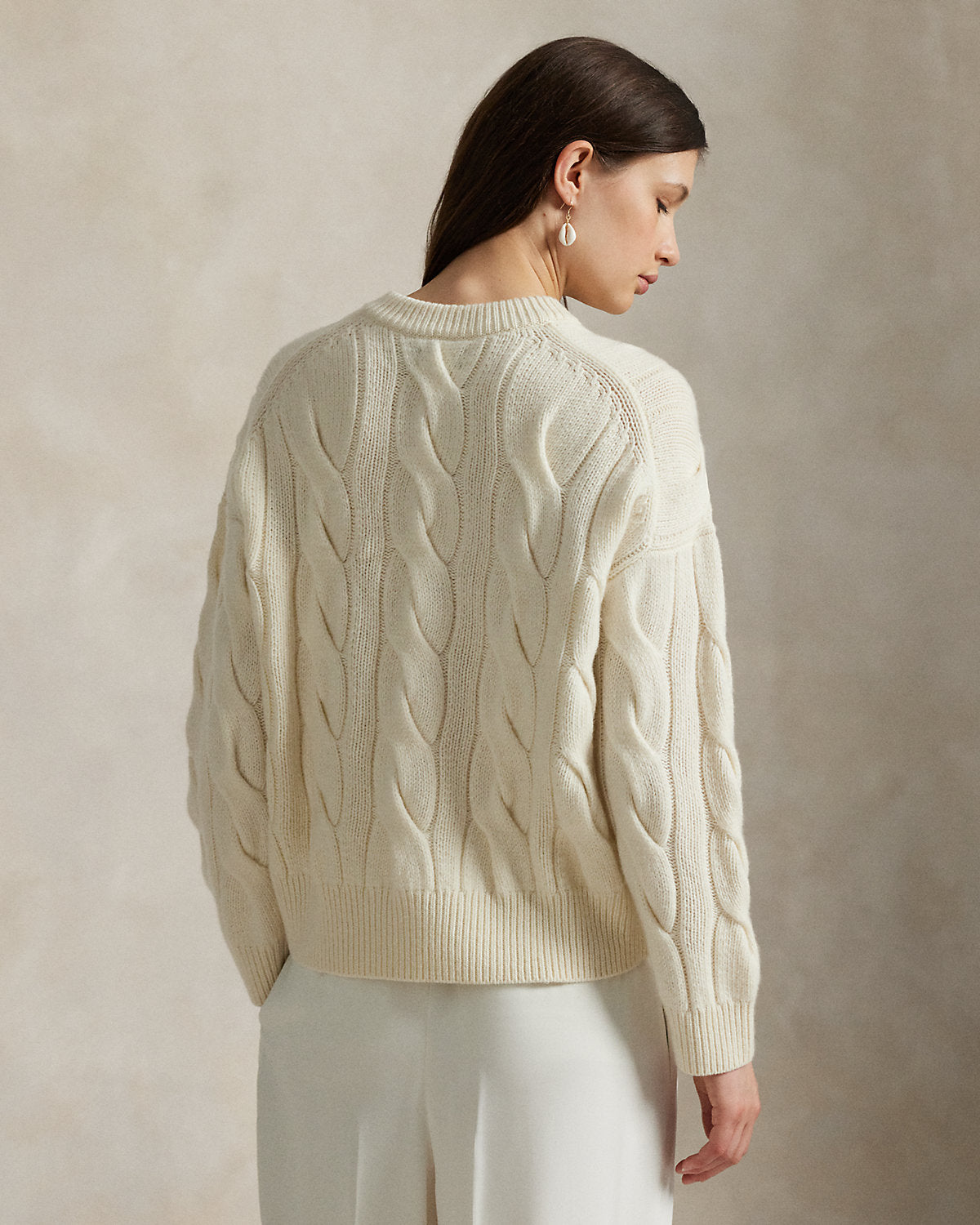 Ralph Lauren CableKnit WoolCashmere VNeck Sweater