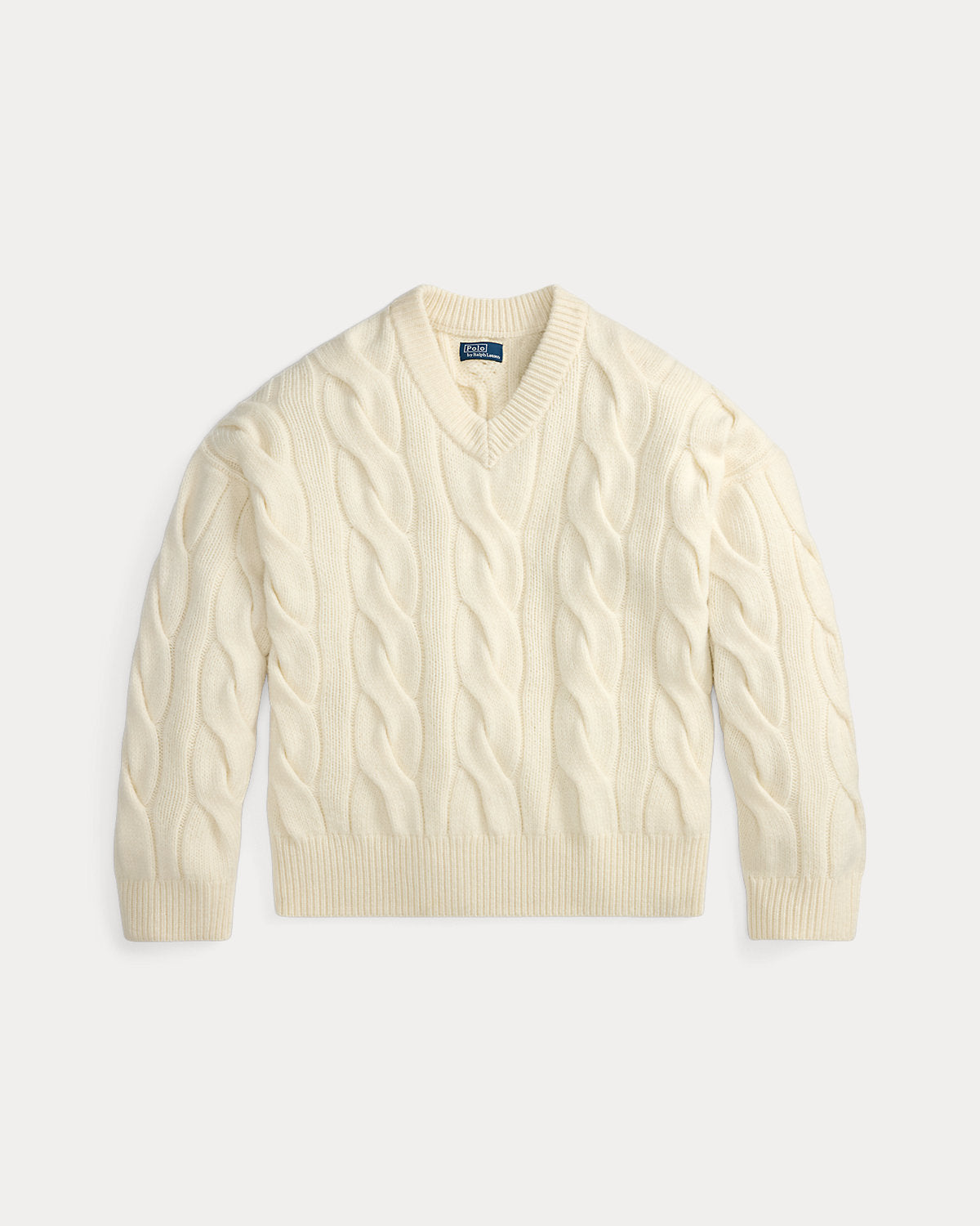 Ralph Lauren CableKnit WoolCashmere VNeck Sweater