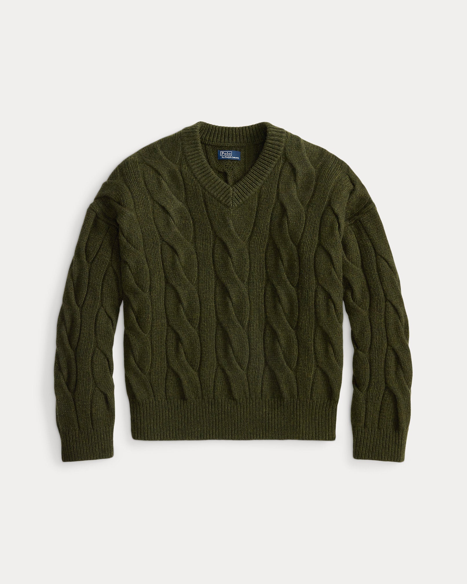 Ralph Lauren CableKnit WoolCashmere VNeck Sweater