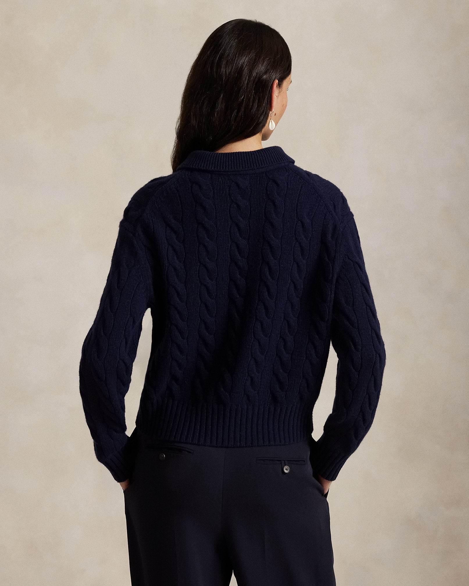 Ralph Lauren CableKnit WoolCashmere Polo Sweater