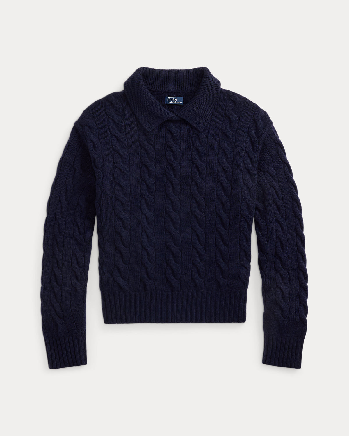 Ralph Lauren CableKnit WoolCashmere Polo Sweater