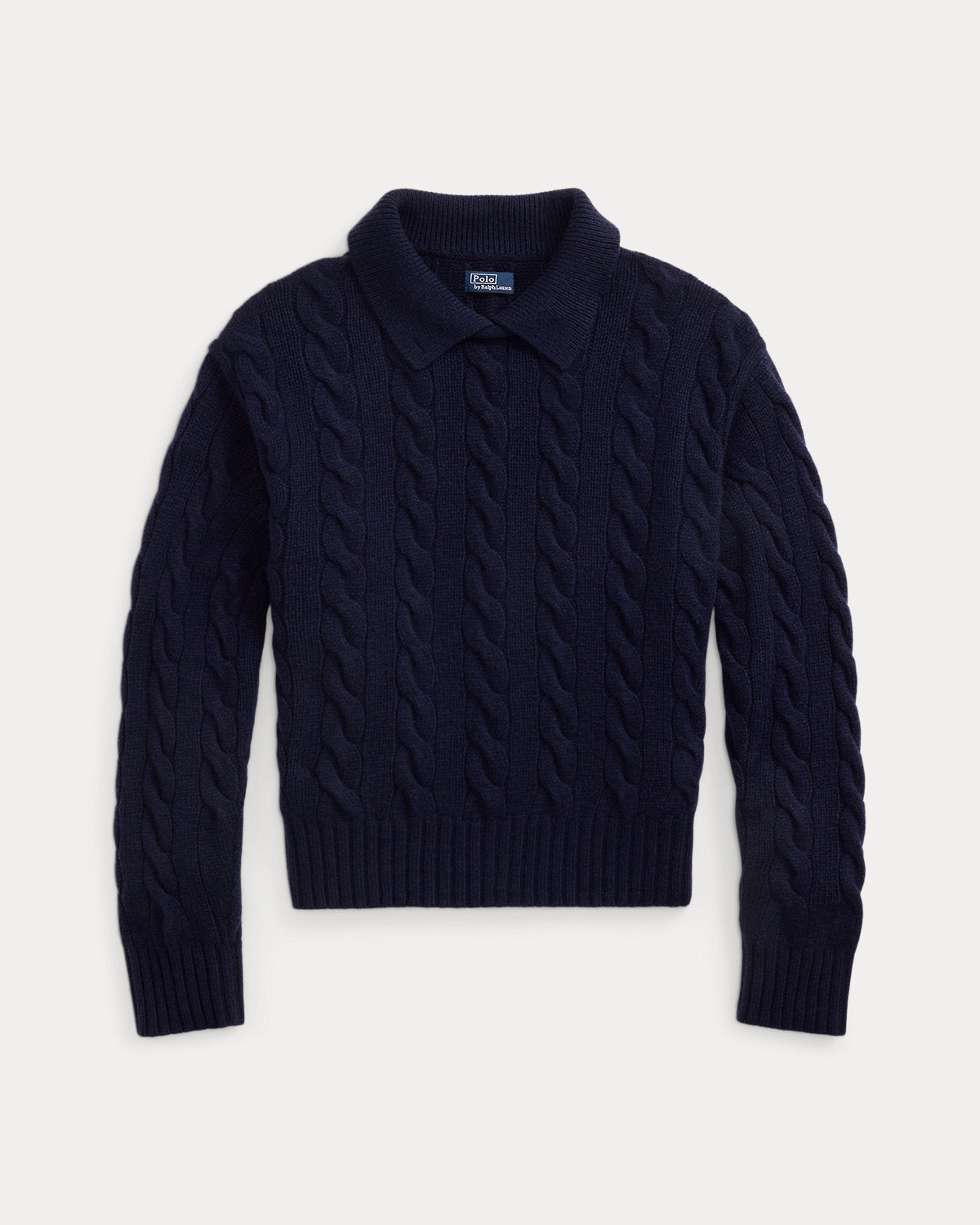 Ralph Lauren CableKnit WoolCashmere Polo Sweater
