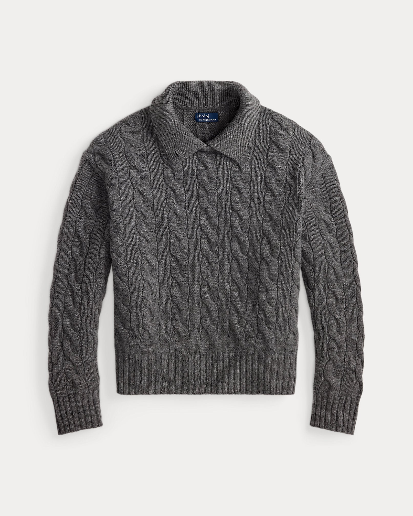 Ralph Lauren CableKnit WoolCashmere Polo Sweater