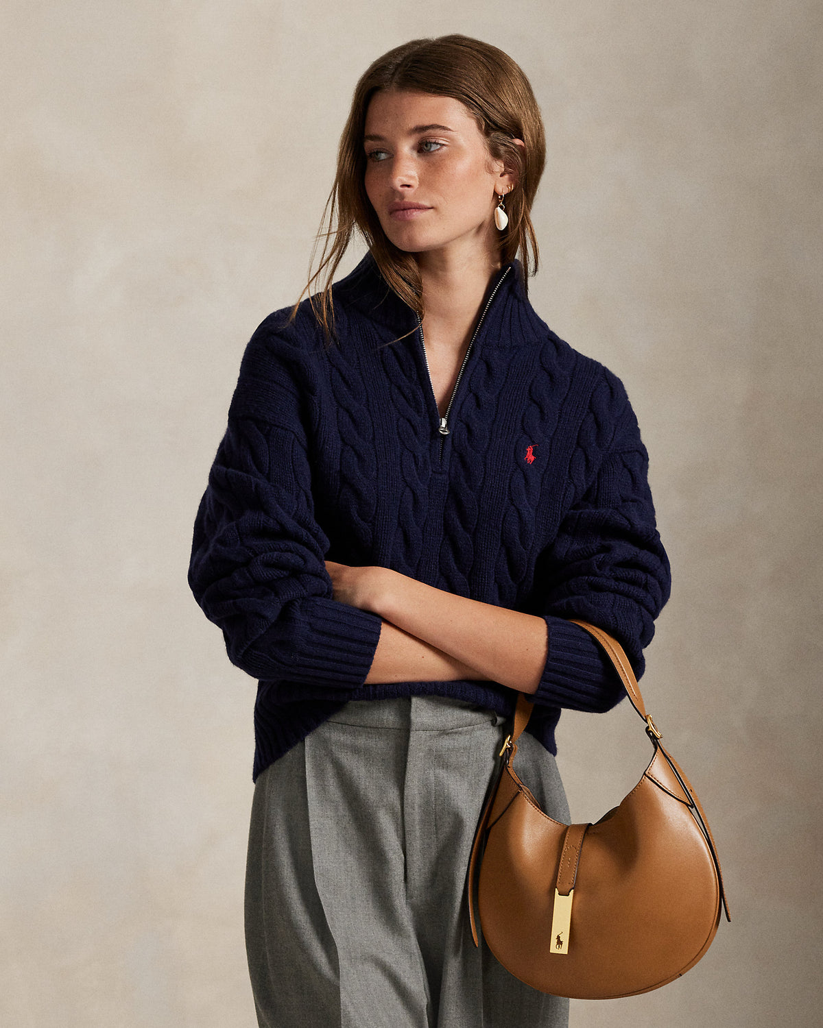 Ralph Lauren Cable WoolCashmere HalfZip Sweater