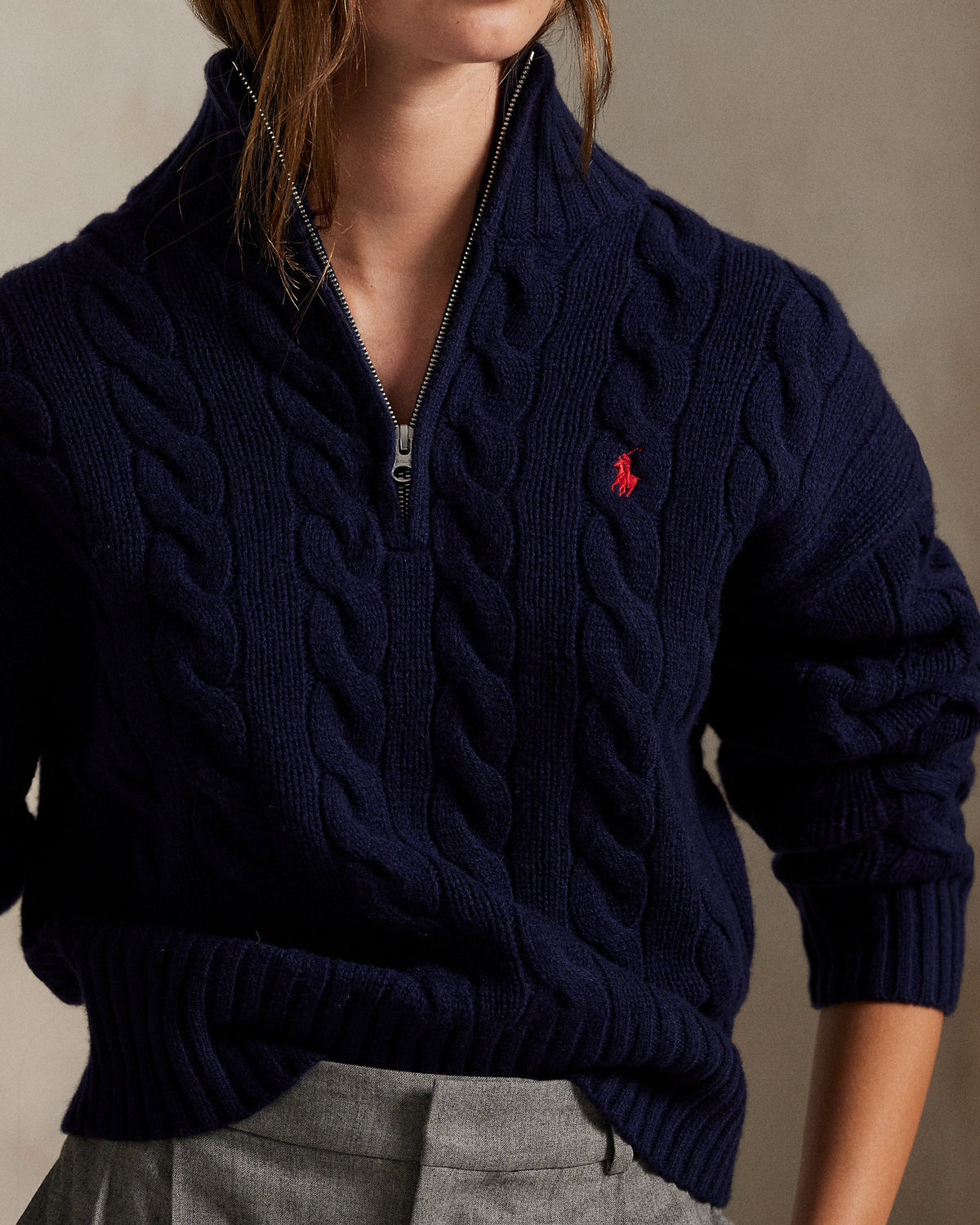 Ralph Lauren Cable WoolCashmere HalfZip Sweater