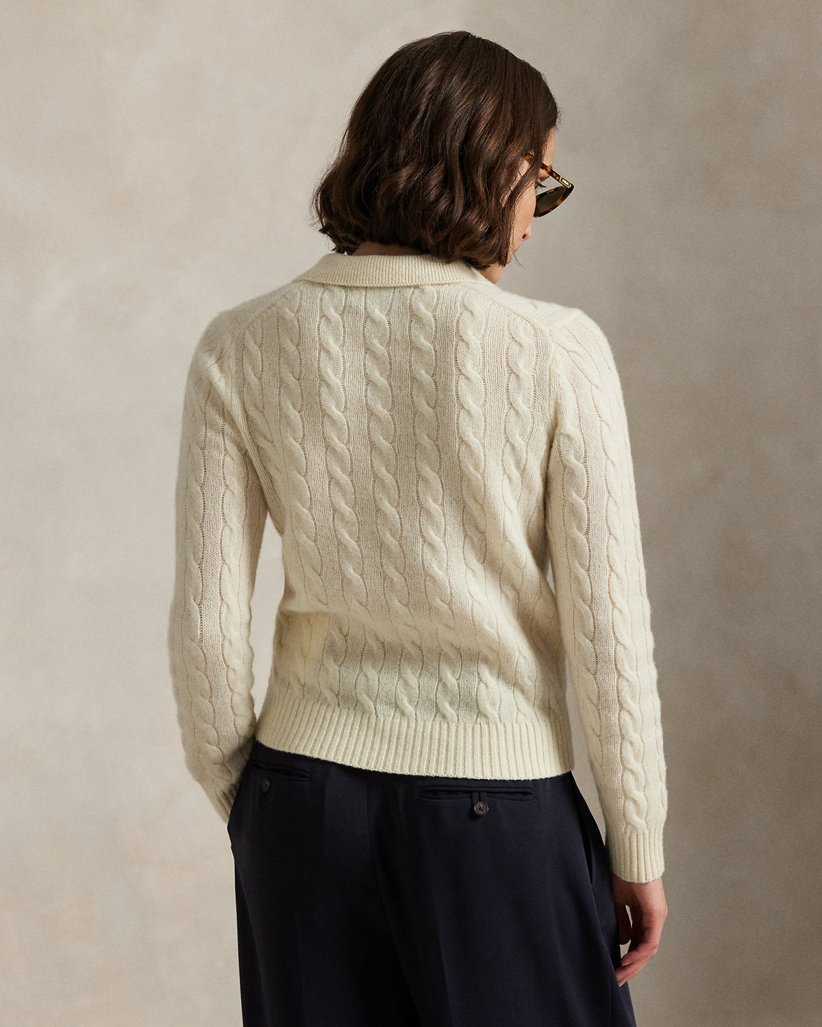 Ralph Lauren CableKnit WoolCashmere Polo Sweater